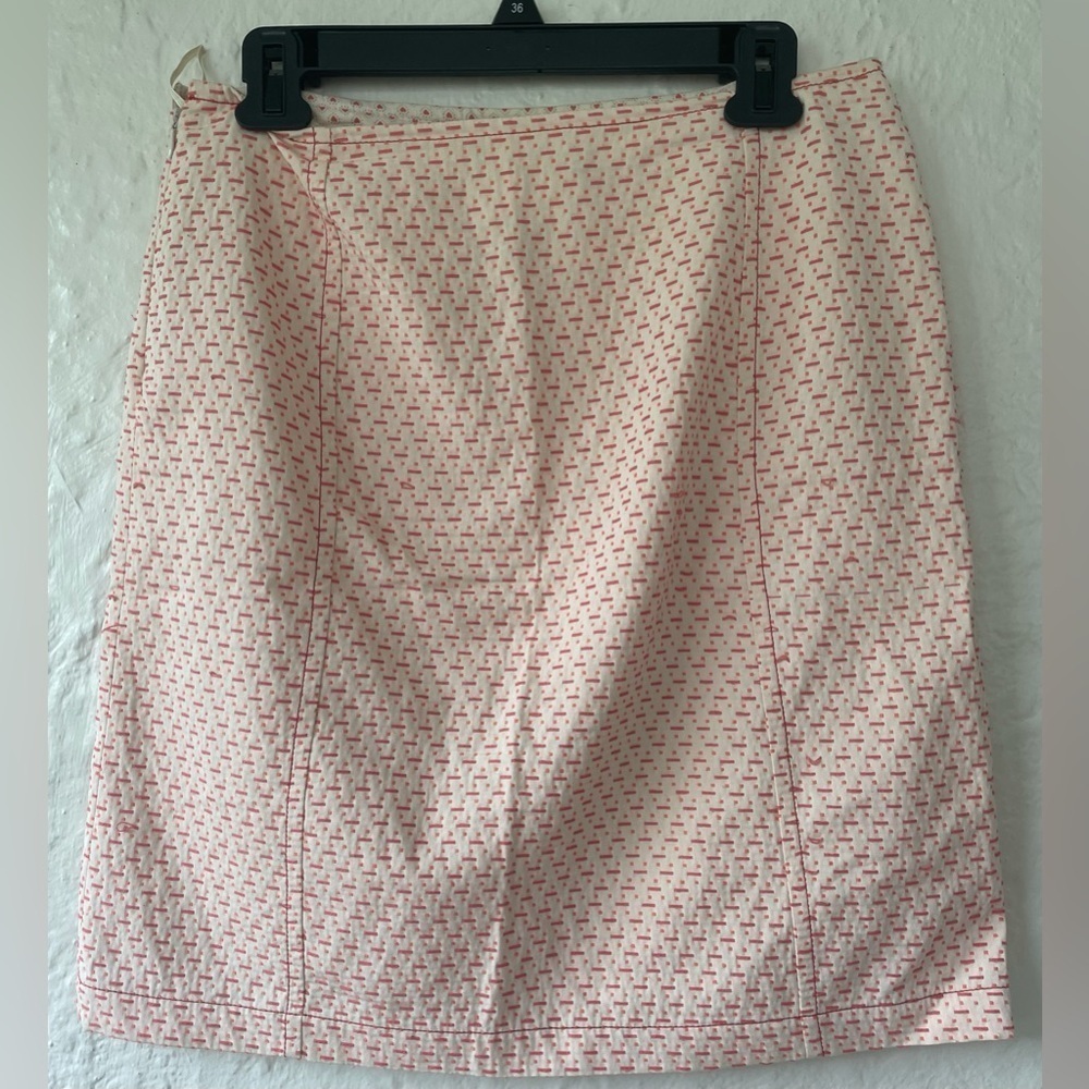 MaxMara Weekend cream/peach unlined, a-line midi skirt, side zip ; size 10 - Picture 3 of 6